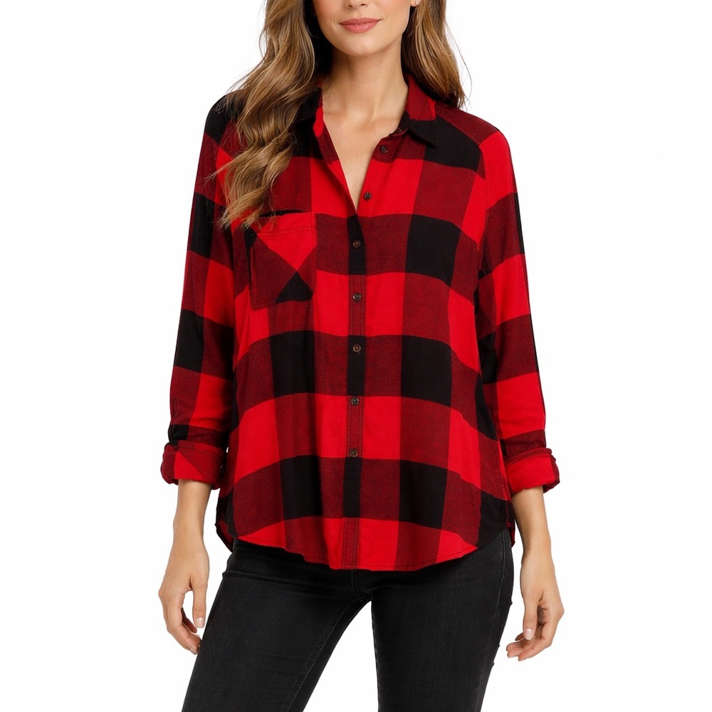 Urban Outfitter BDG Size Medium Red and Black Flannel Plaid Shirt